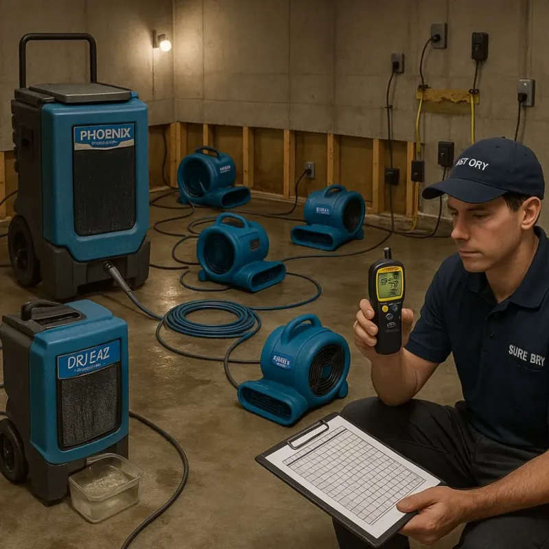 Structural Drying and Dehumidification process in Lake Brownwood, TX